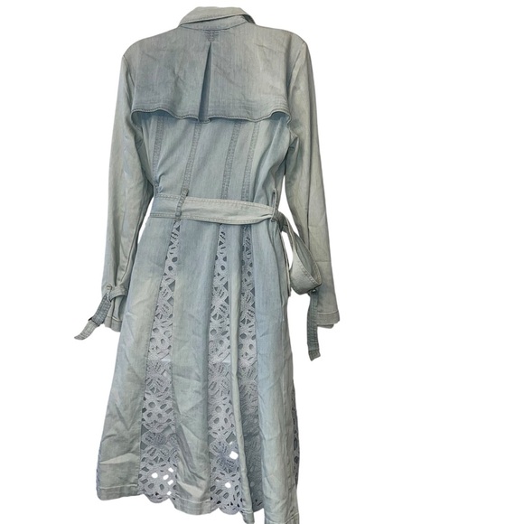 Soft Surroundings Chambray Denim Lior Trench Coat Blue sz small - Picture 6 of 8